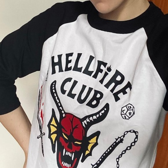 Adult Stranger Things Hellfire Club Baseball Raglan Shirt | Eddie Munson Cosplay - Picture 1 of 6